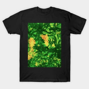 Bleach art green abstract leaves T-Shirt